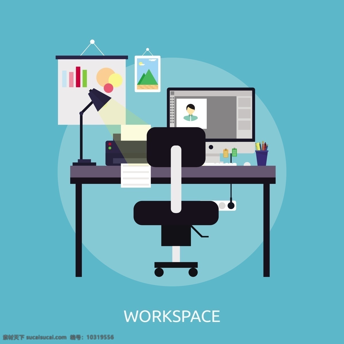工作区 背景 电脑 办公室 墙纸 颜色 台灯 平板 书桌 彩色背景 椅子 平面设计 工作场所 办公桌 多彩的背景 背景色 彩色