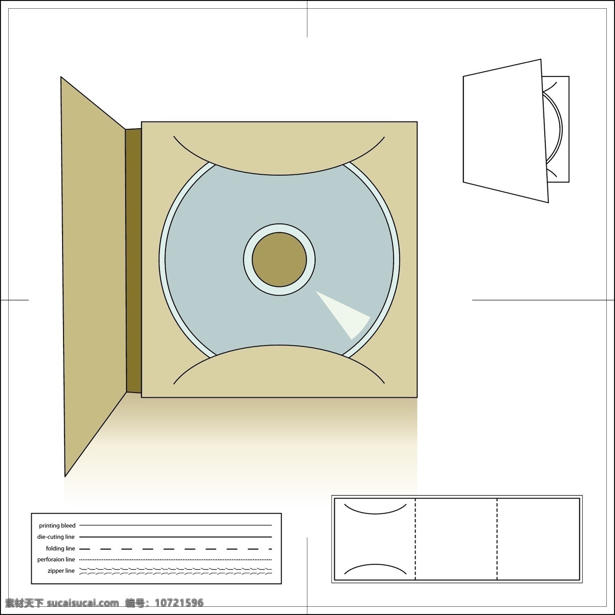 单片 光盘包装 ai文件 包装盒展开图 免费矢量素材 线稿 矢量图 日常生活