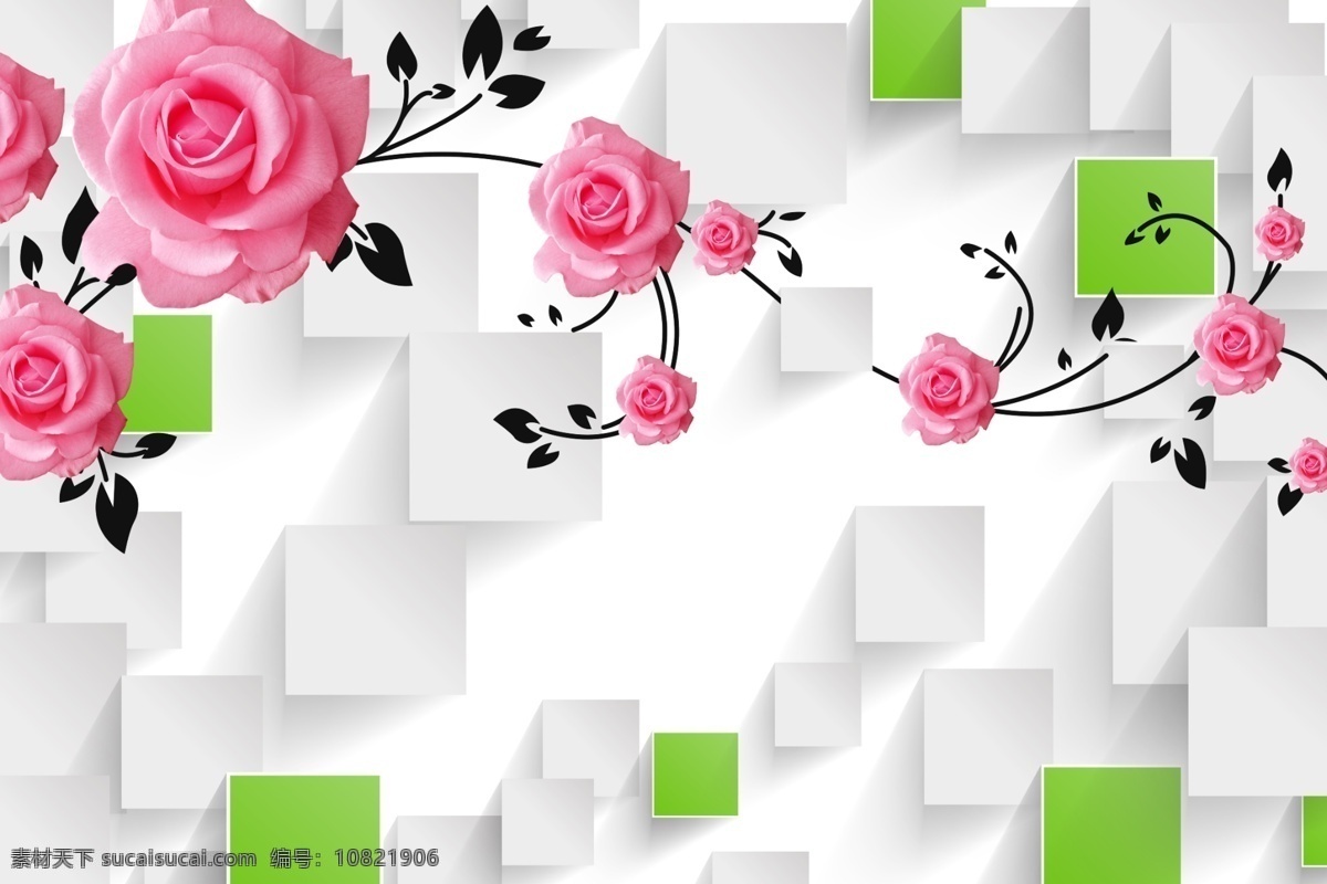 玫瑰 花纹 背景 墙 玫瑰花 立体 背景墙 瓷砖 电视背景墙 效果图