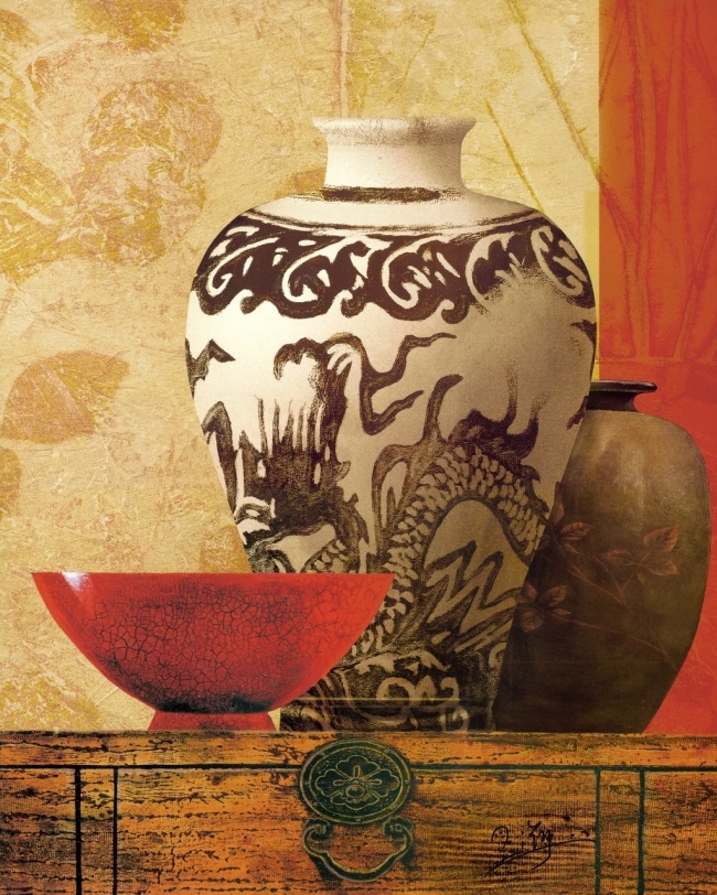 复古 做 旧 花瓶 插花 装饰画 日系 做旧 唯美 磨砂 彩铅 水粉画 器皿 红色系列