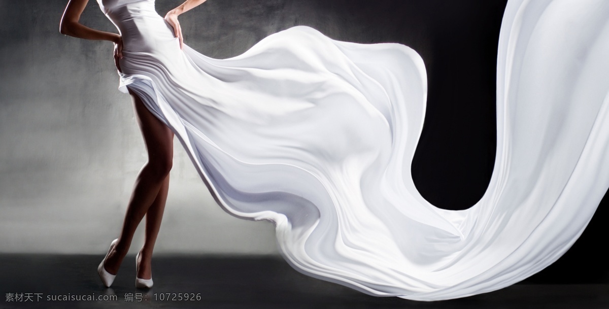 白色舞动长裙 裙摆 白色礼服 丝绸 绸子 美女模特 美女写真 性感美女 美女 女性 肢体动作舞蹈 动作 创意人物 图