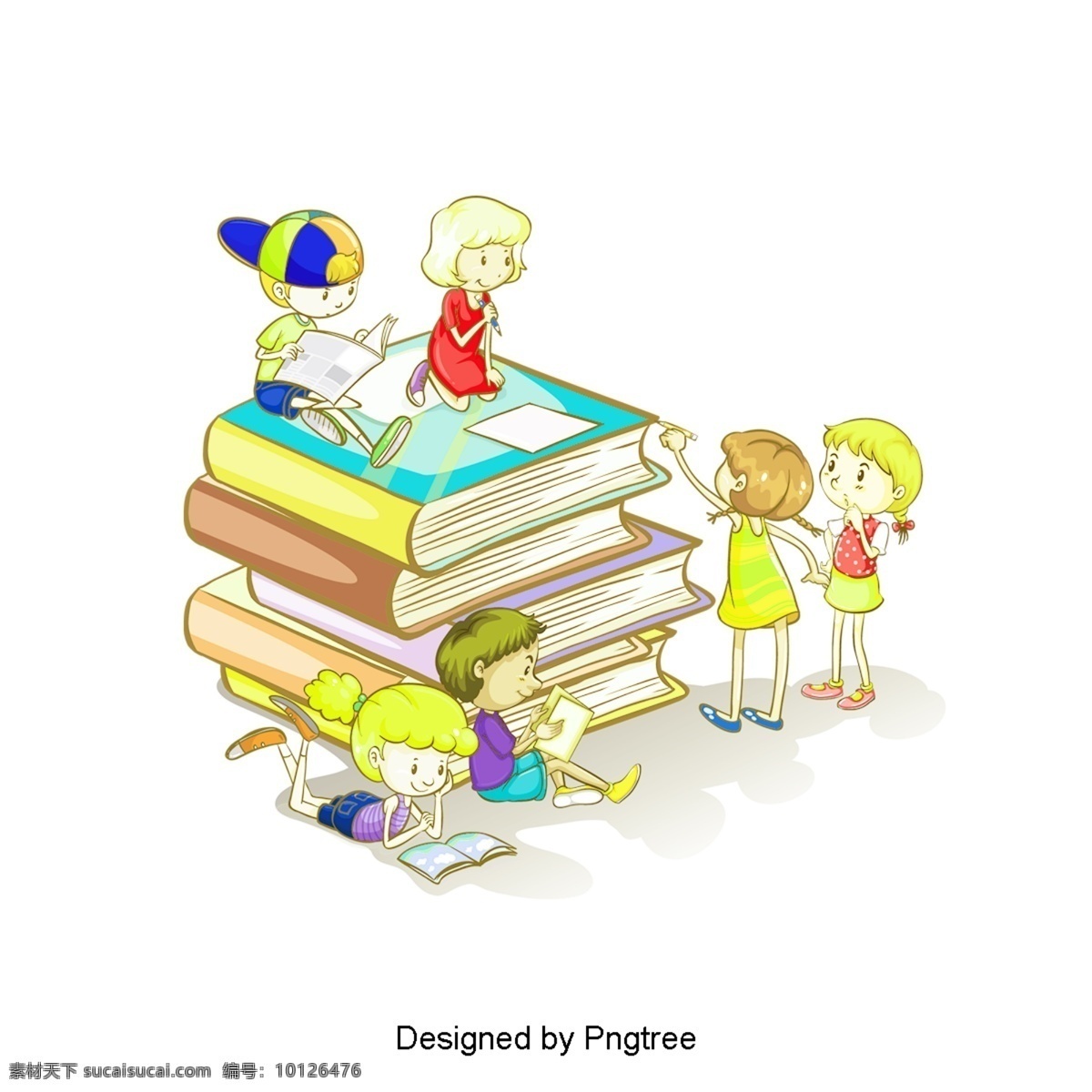 卡通 手绘 学校 书籍 文具 可爱 学生 铅笔 书 颜色 简单 学习 课堂
