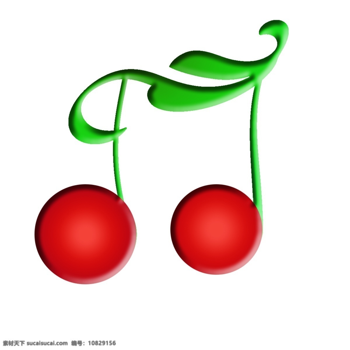 樱桃 音符 cherry key 红和绿 水果 logo 简洁 车厘子