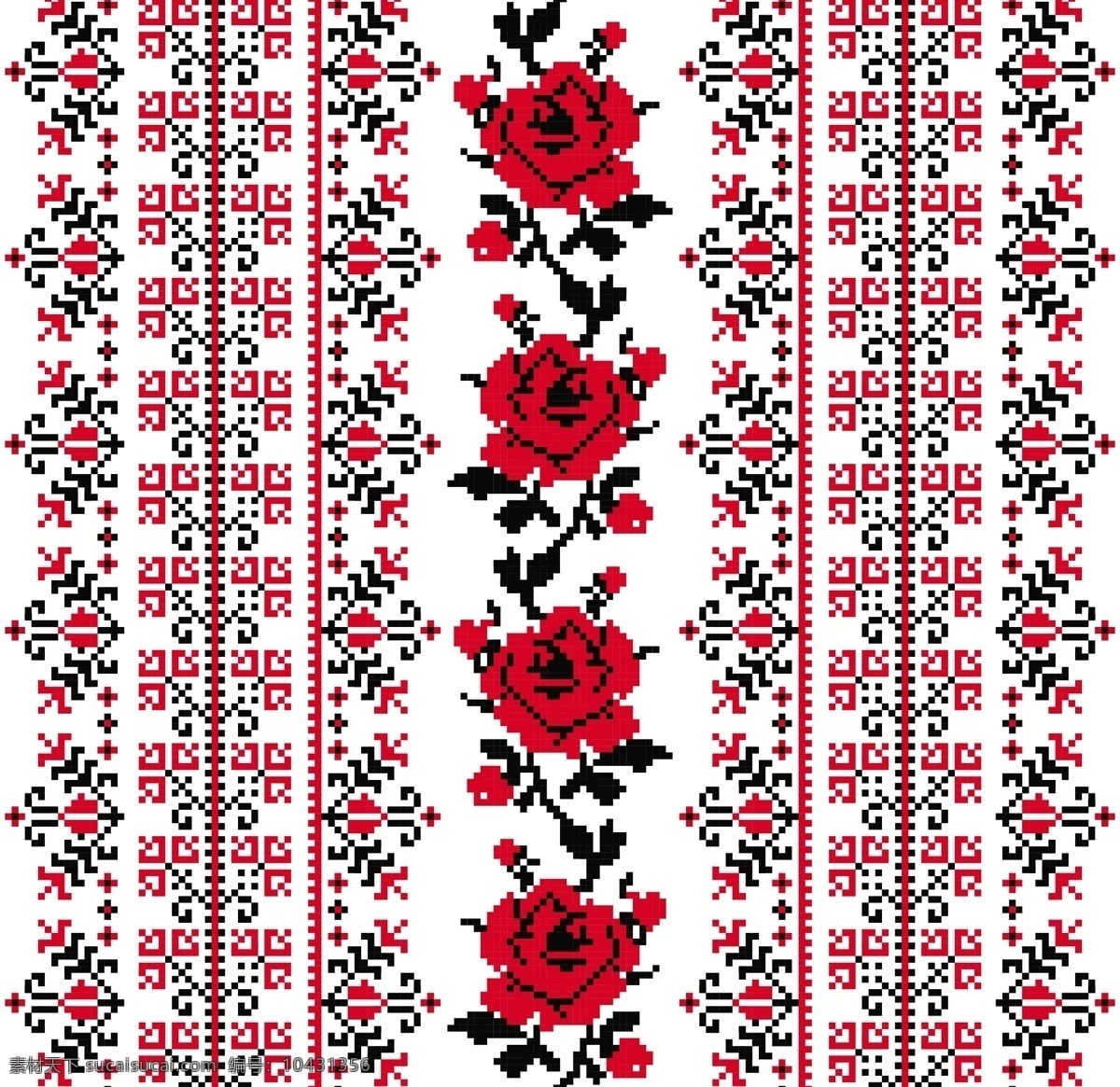 乌克兰 刺绣 风格 玫瑰 背景 矢量 玫瑰背景 白色