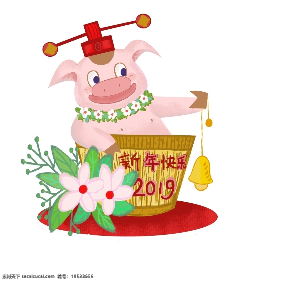 2019 年 春节 猪年 中国风 新年快乐 万事如意 恭喜发财 一帆风顺 新春 可爱猪 财神猪 心想事成 红红火火