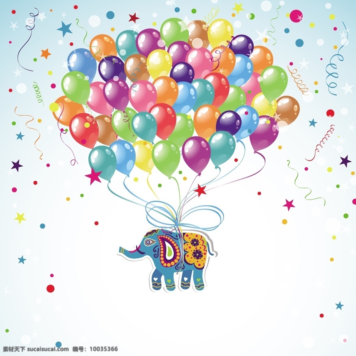 花 象 伴 生日 快乐 背景 矢量图 花象 生日快乐