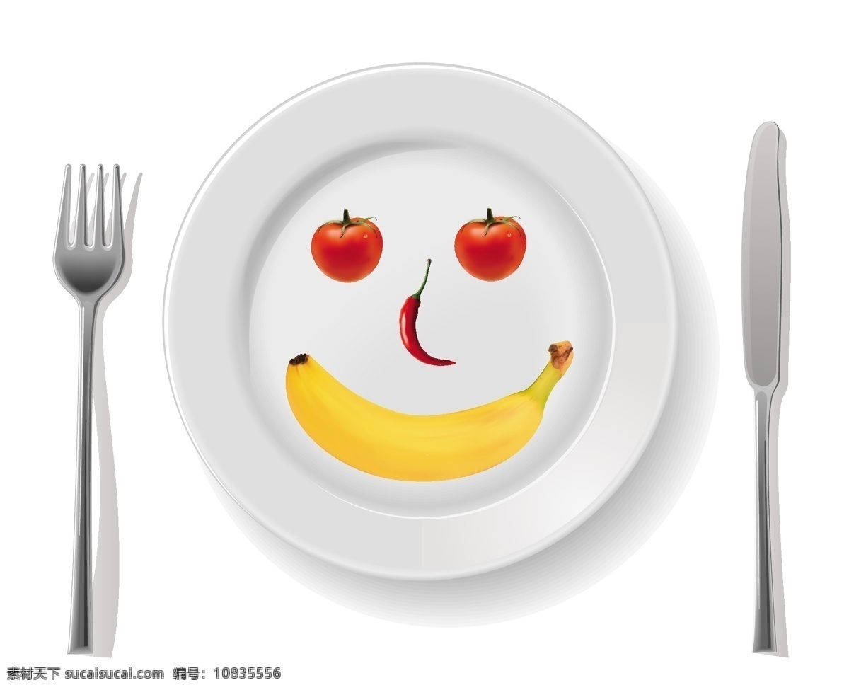 微笑磁盘水果 微笑磁盘 水果 勺子 刀叉 白色