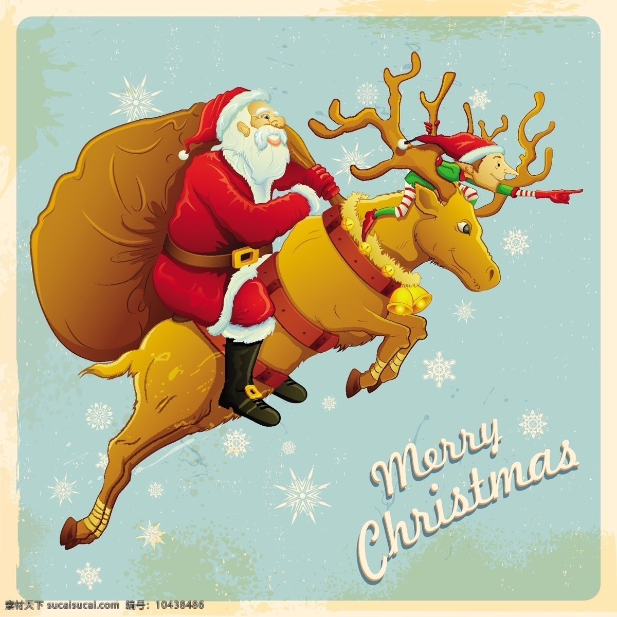 圣诞老人 驯鹿 矢量 雪花 圣诞节 礼包 merry christmas 精灵 矢量图