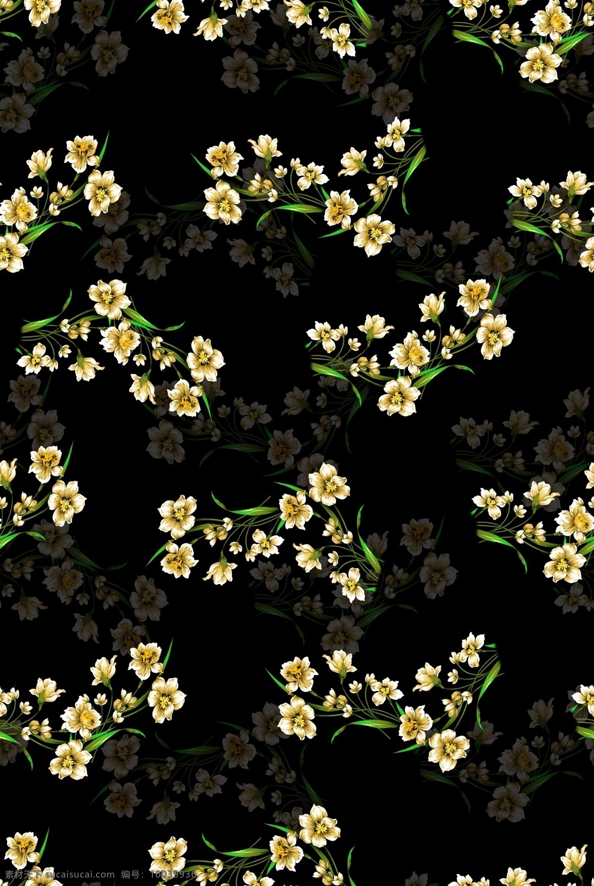 数码 印花 面料 图案 服装花型 花朵 平铺 手绘 水仙花 装饰