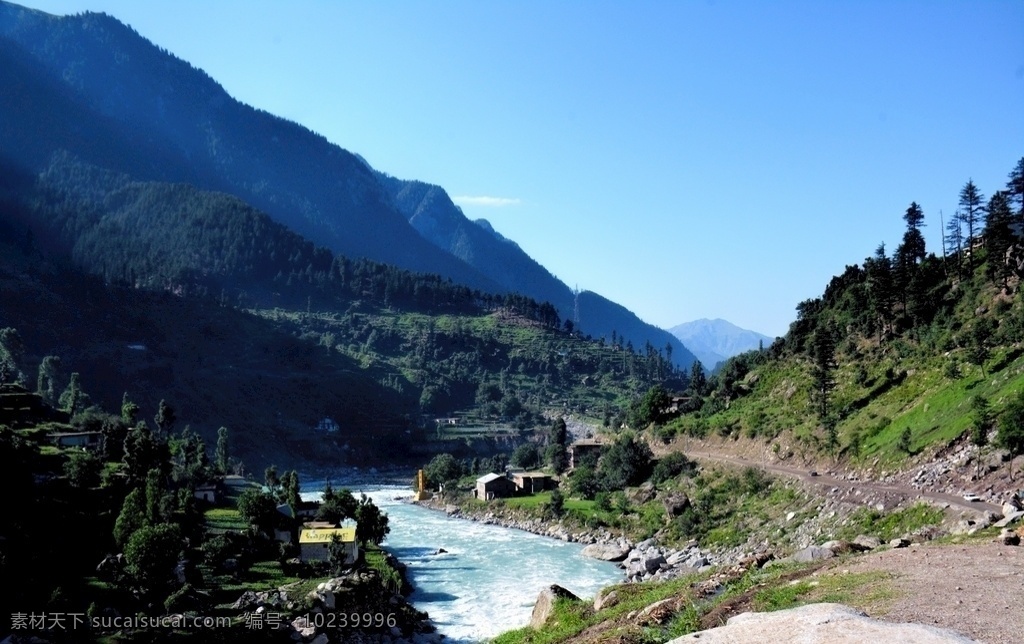 巴基斯坦风景 山 山川 远山 丛林 蓝天 白云 旅游摄影 国外旅游