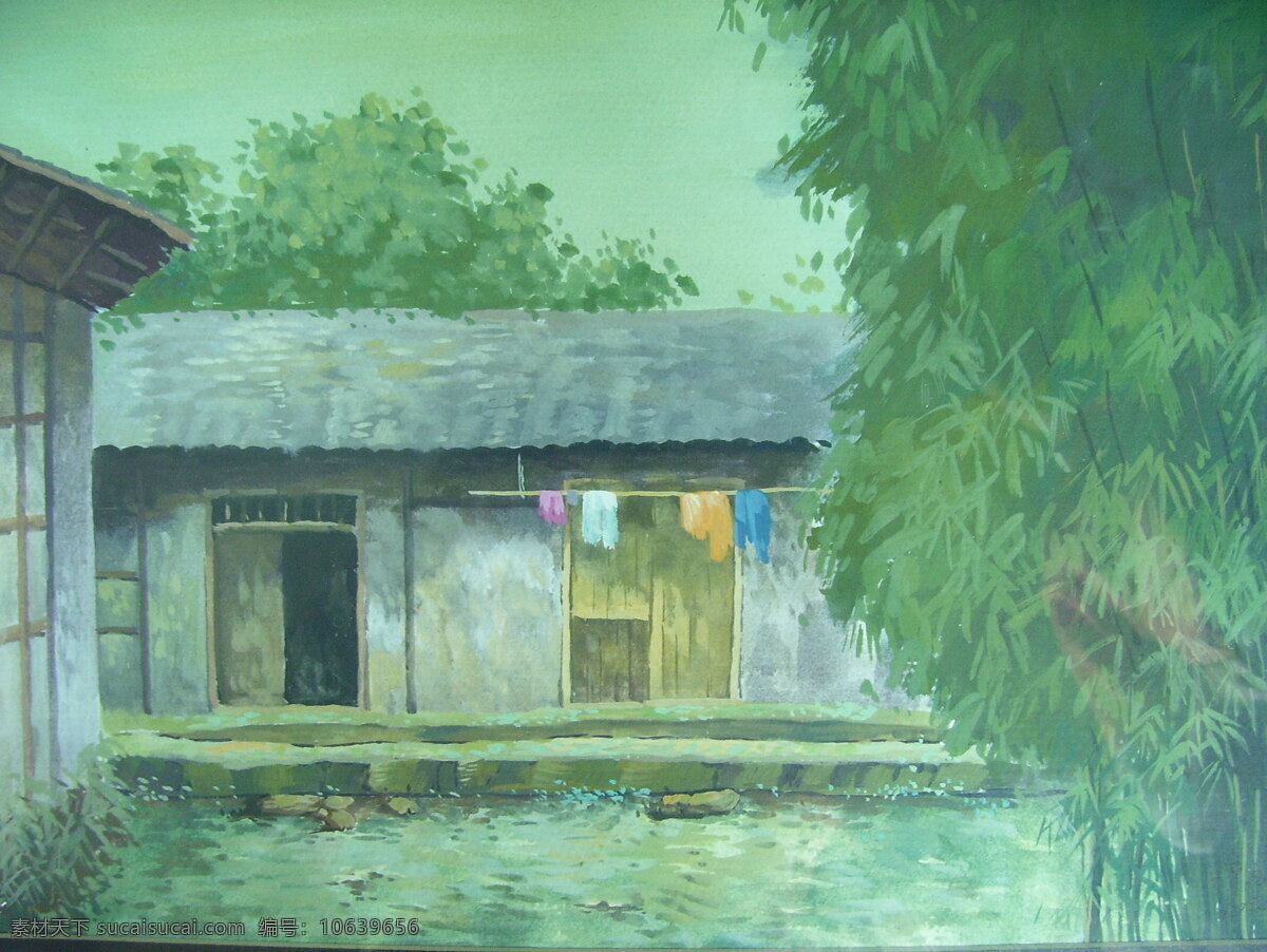 房子 光线 国画 河流 绘画书法 美术 色彩 山 风景 设计素材 模板下载 风景色彩 衣服 竹篙 竹子 水粉 天空 油画 艺术 文化艺术 装饰素材