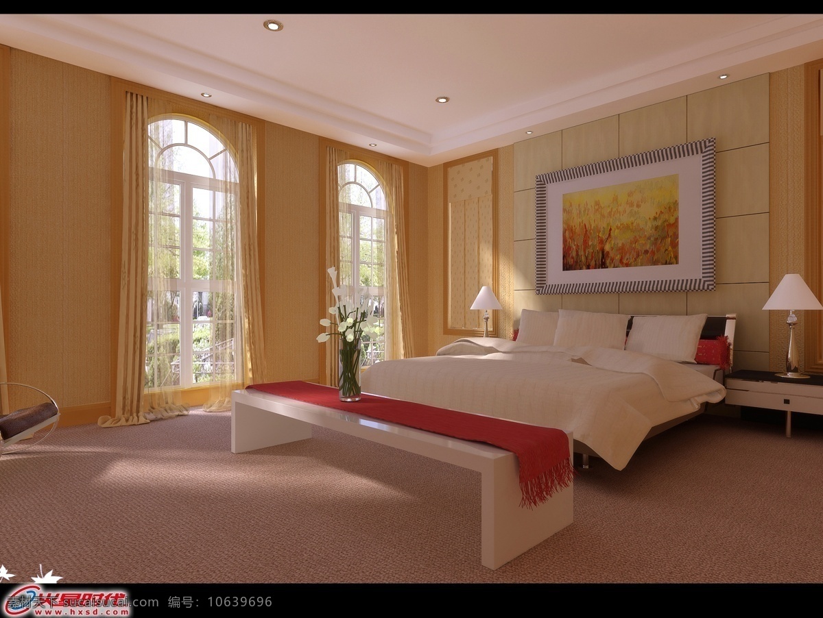 卧室 高清 效果图 灯光 环境设计 室内 室内设计 装饰素材