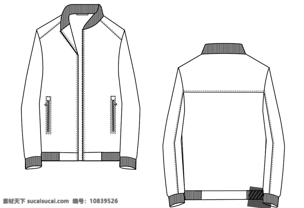 棒球领夹克 夹克 款式图 棒球领 简洁 商务