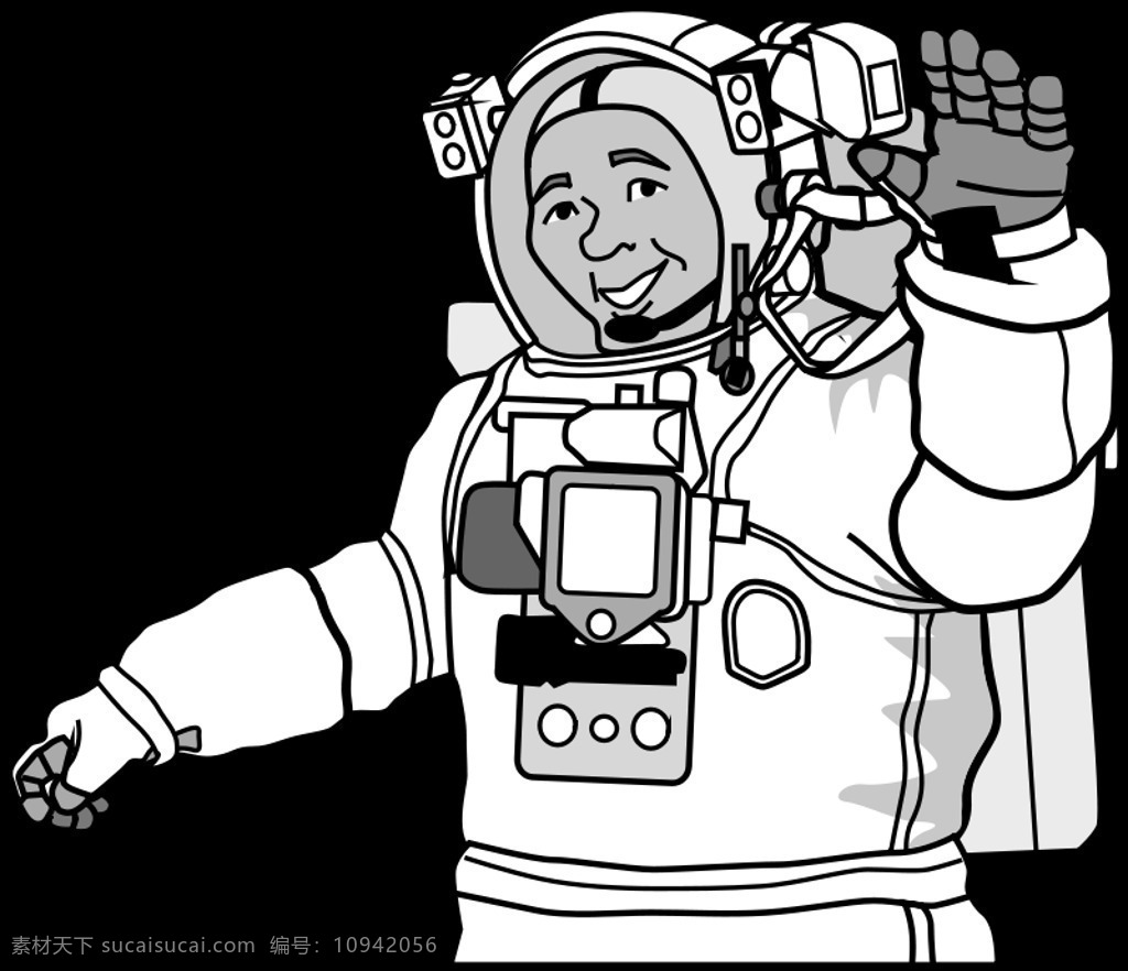 微笑 宇航员 卡通 空间 职业生涯 美国国家航空航天局 宇航服 插画集