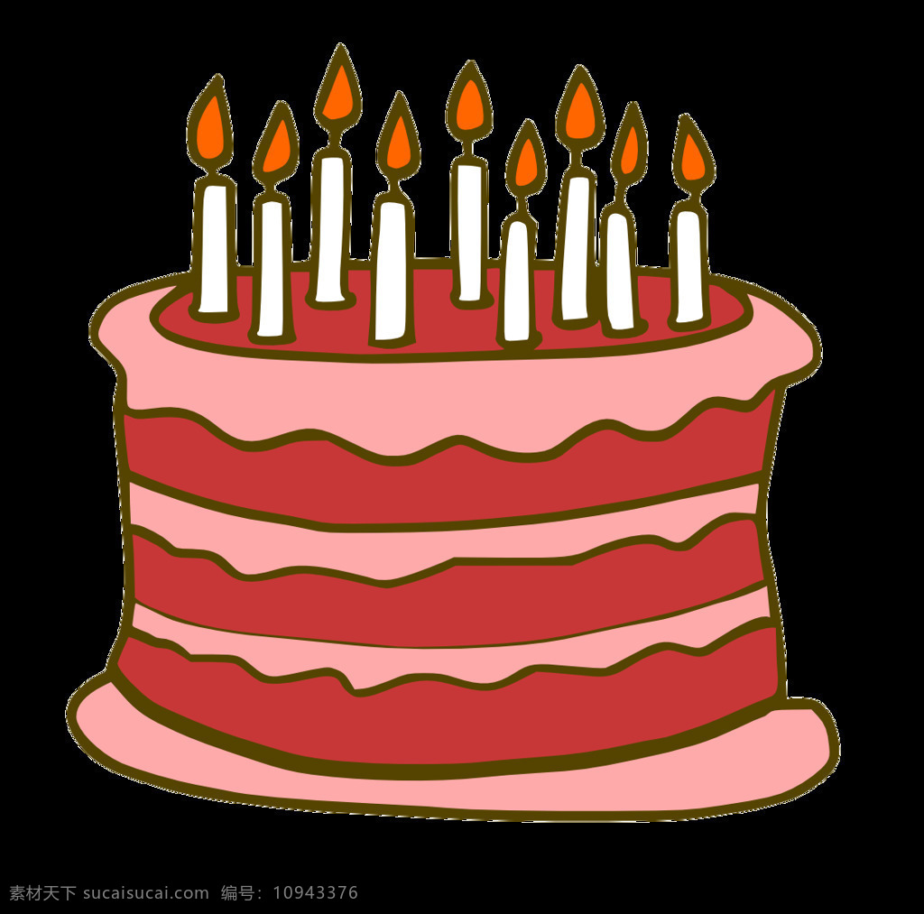 卡通 红色 蛋糕 元素 png元素 免抠元素 庆祝 生日 透明素材