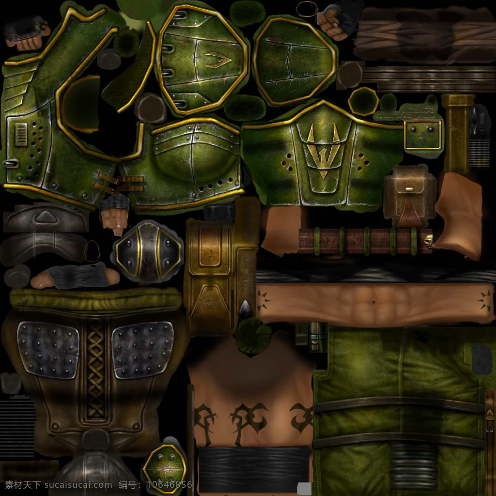 绿衣 服 战士 3d模型 绿衣服 铠甲 3d模型素材 游戏cg模型