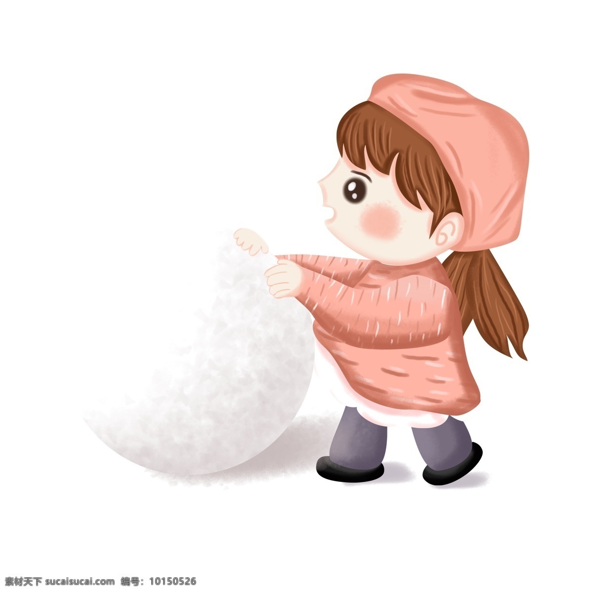 q 版 滚雪球 女孩 人物 商用 元素 q版 卡通 可爱 小女孩 雪球 儿童 冬季设计