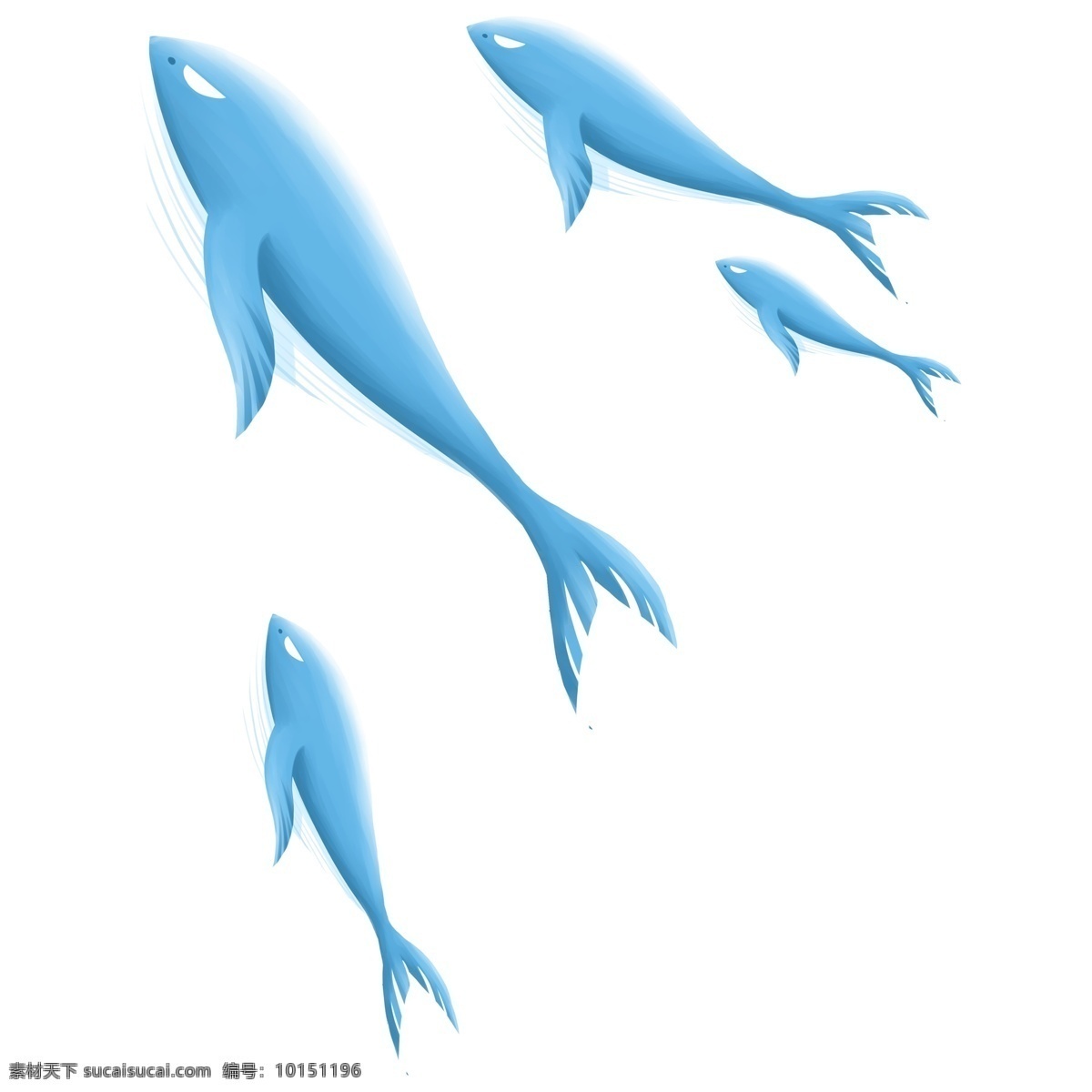 清新 蓝色 鲸鱼 透明 海洋 动物 免抠元素 装饰元素