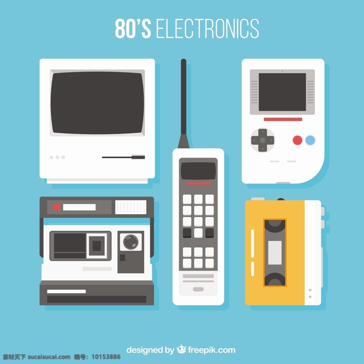 八十年代 电子设备 摘要电脑 相机 手机 复古设计 几何 时尚 平 电话 彩色 平面设计 胶带 现代 装饰 电子 流行 小工具 对象 游戏