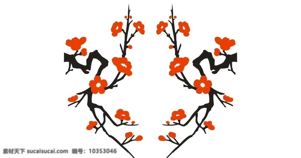 梅花矢量图 梅花图片 梅花树 花朵 矢量图 雕刻刻绘花型 展板模板