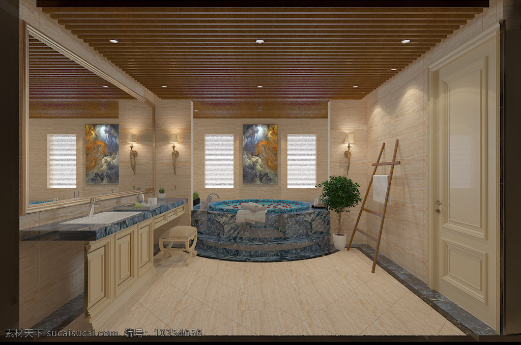 卫生间 洗浴 门 欧式 灯 别墅 spr 浴室 浴缸 现代 大理石