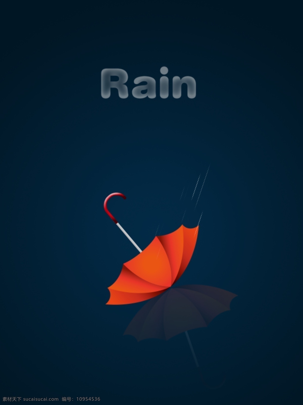 rain 倒影 雨滴 装饰画 红色雨伞 psd源文件