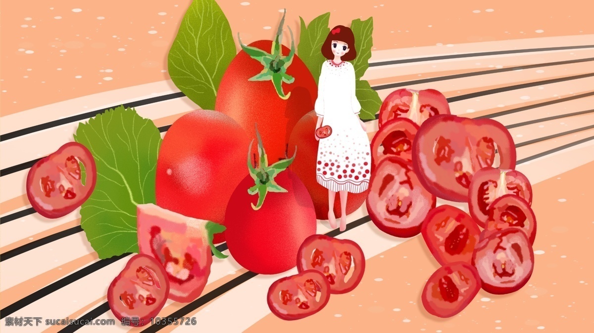 西班牙 番茄 节 插画 女孩 蔬菜 红色 节日 番茄节 水果 西红柿 西方节日 少女