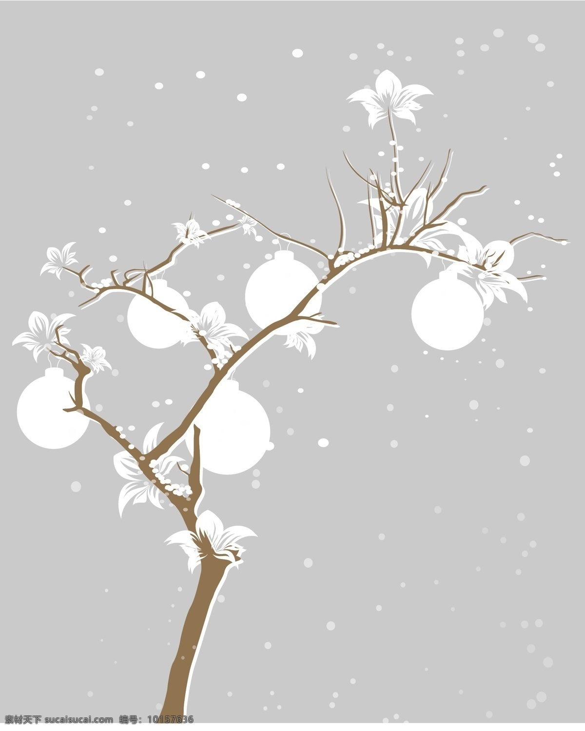 冬季树木素材 冬季 树木 雪花 灰色
