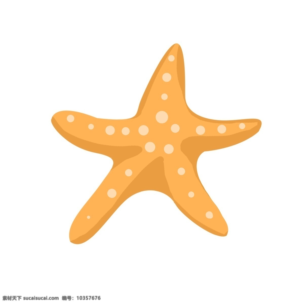 沙滩 上 黄色 海星 简洁的海星 免扣图海星 带 白色 圆点 黄色海星 小清新色调