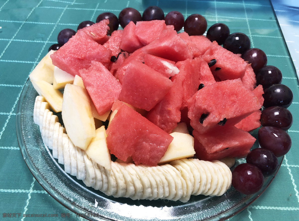 水果拼盘 西瓜 水果 拼盘 沙拉 香蕉 葡萄 苹果 健康 餐饮美食 传统美食