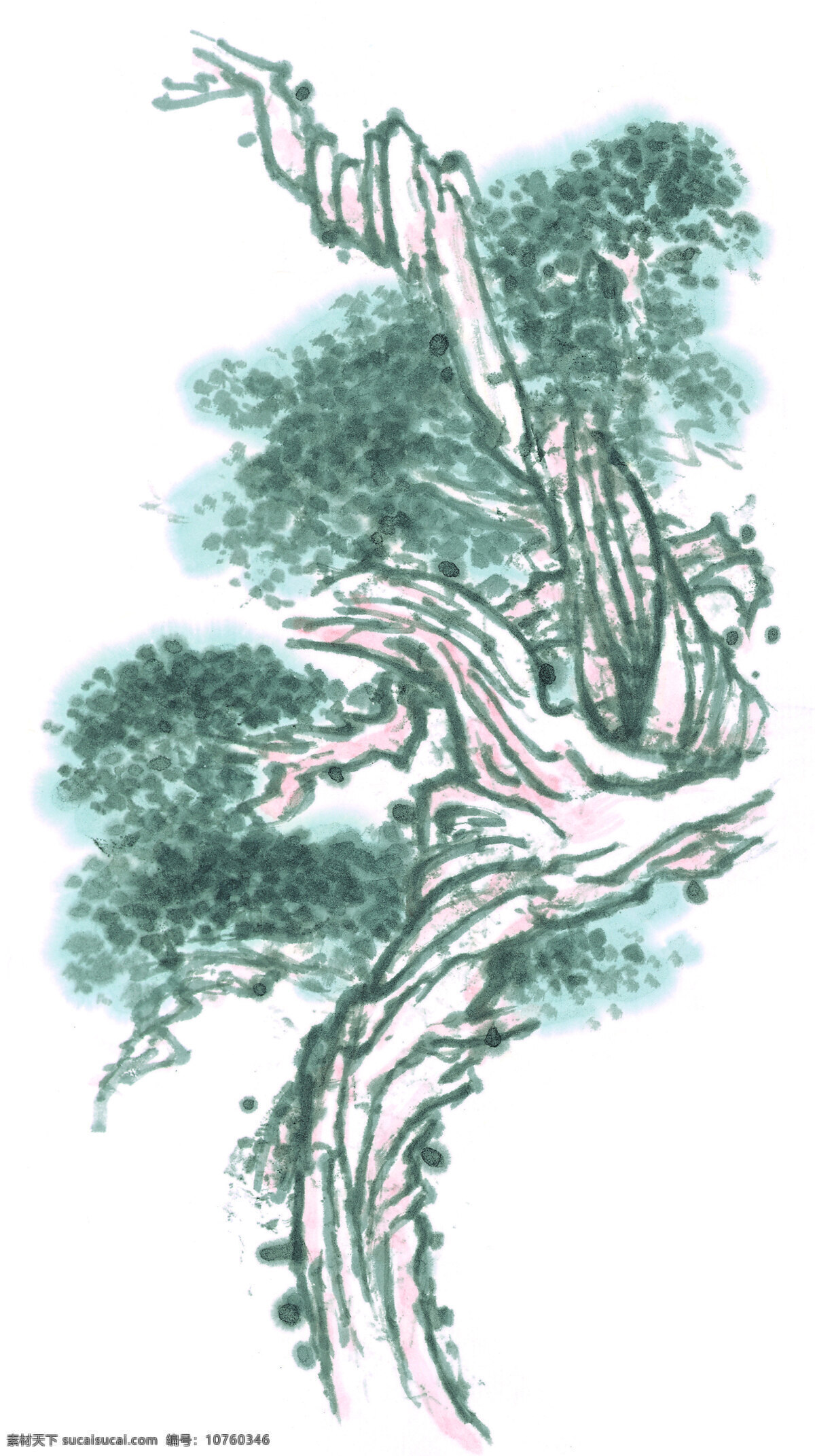 岩石 松树 国画 绘画 手绘 水彩画 水墨画 艺术 源文件 中国画 岩石松树 人文艺术 文化艺术