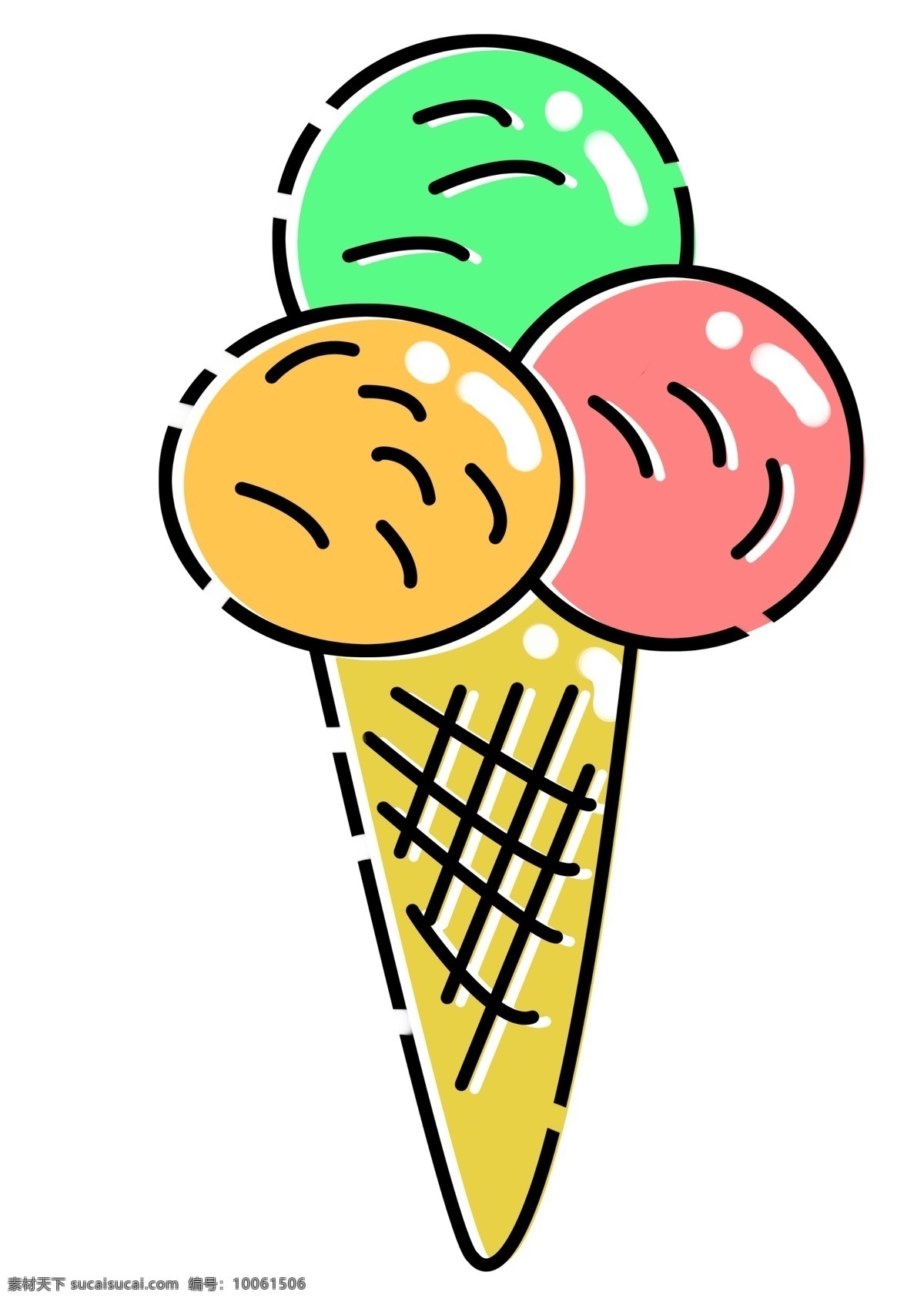 初夏 小 清新 冰淇淋 初夏小清新 冰淇淋小物件 炎热的夏天 凉爽可口 冰淇淋手绘 可爱萌物 mbe风格