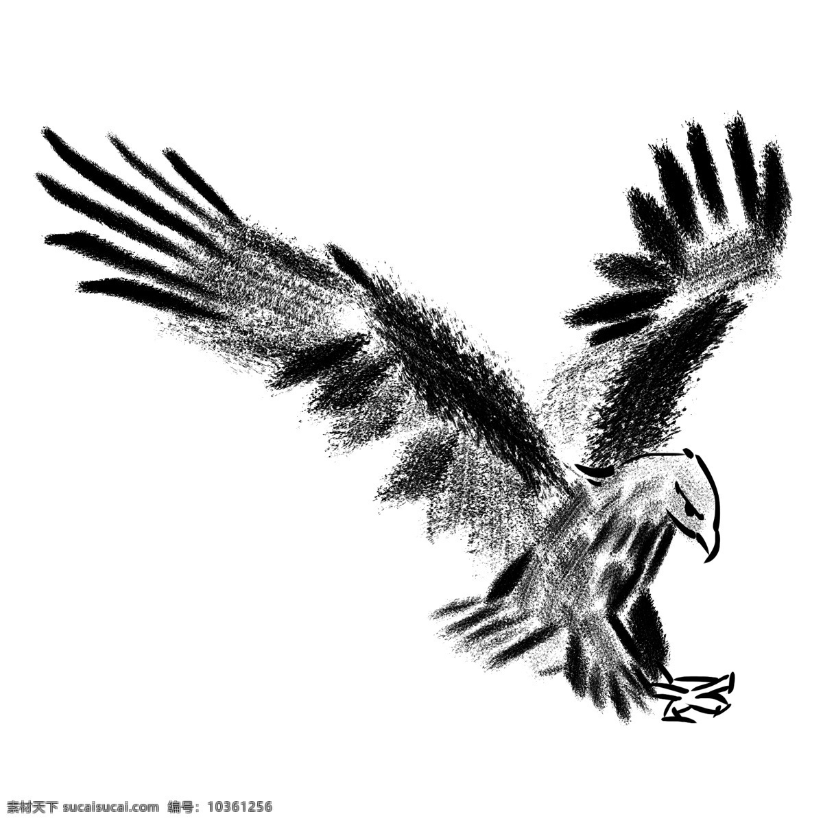 水墨 创意 老鹰 插画 飞翔的老鹰 展翅高飞 飞翔 鹰 鸟 动物 飞翔的鸟 中国风 手绘老鹰