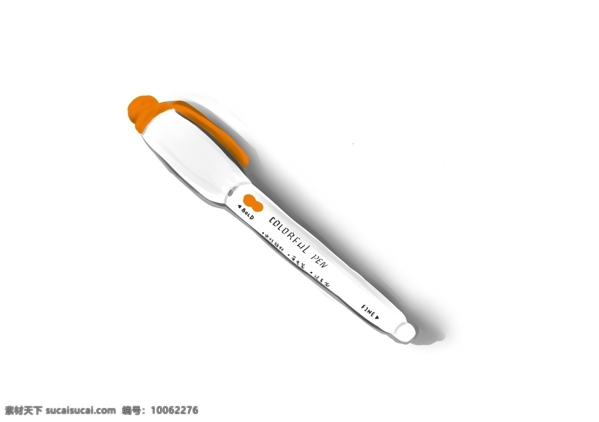 手绘 荧光 记号笔 橙色 文具 荧光笔 装饰图案