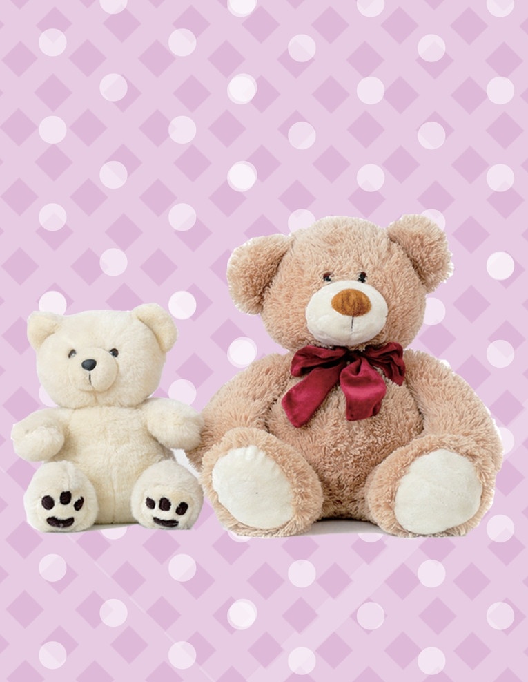 玩具小熊 儿童玩具 小熊 熊猫 抱抱熊 布娃娃 蝴蝶结 点点 生日快乐 帽子 两只小熊 情侣 分层 源文件
