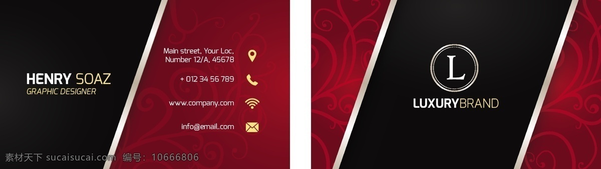 红色 黑色 名片 标志 业务 卡 商务 摘要 办公 模板 介绍 企业 公司 品牌 参观 抽象 现代 文具 身份
