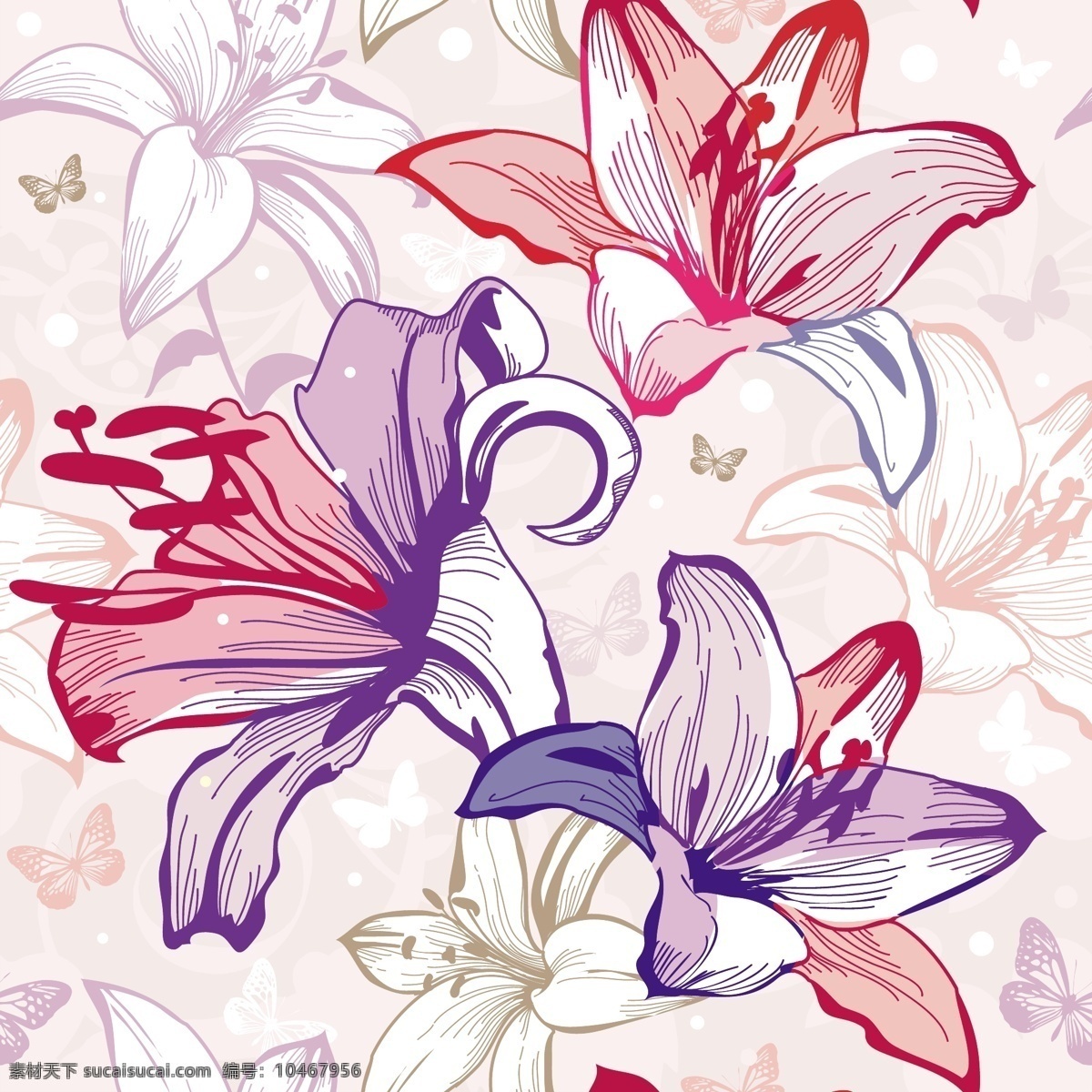 印花 面料 底纹 服装设计 花卉 平面设计 矢量图案 其他矢量图