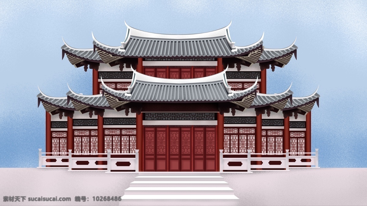 原创 手绘 插画 古风 建筑 房子 古代 古典 古风建筑 房屋 手绘插画