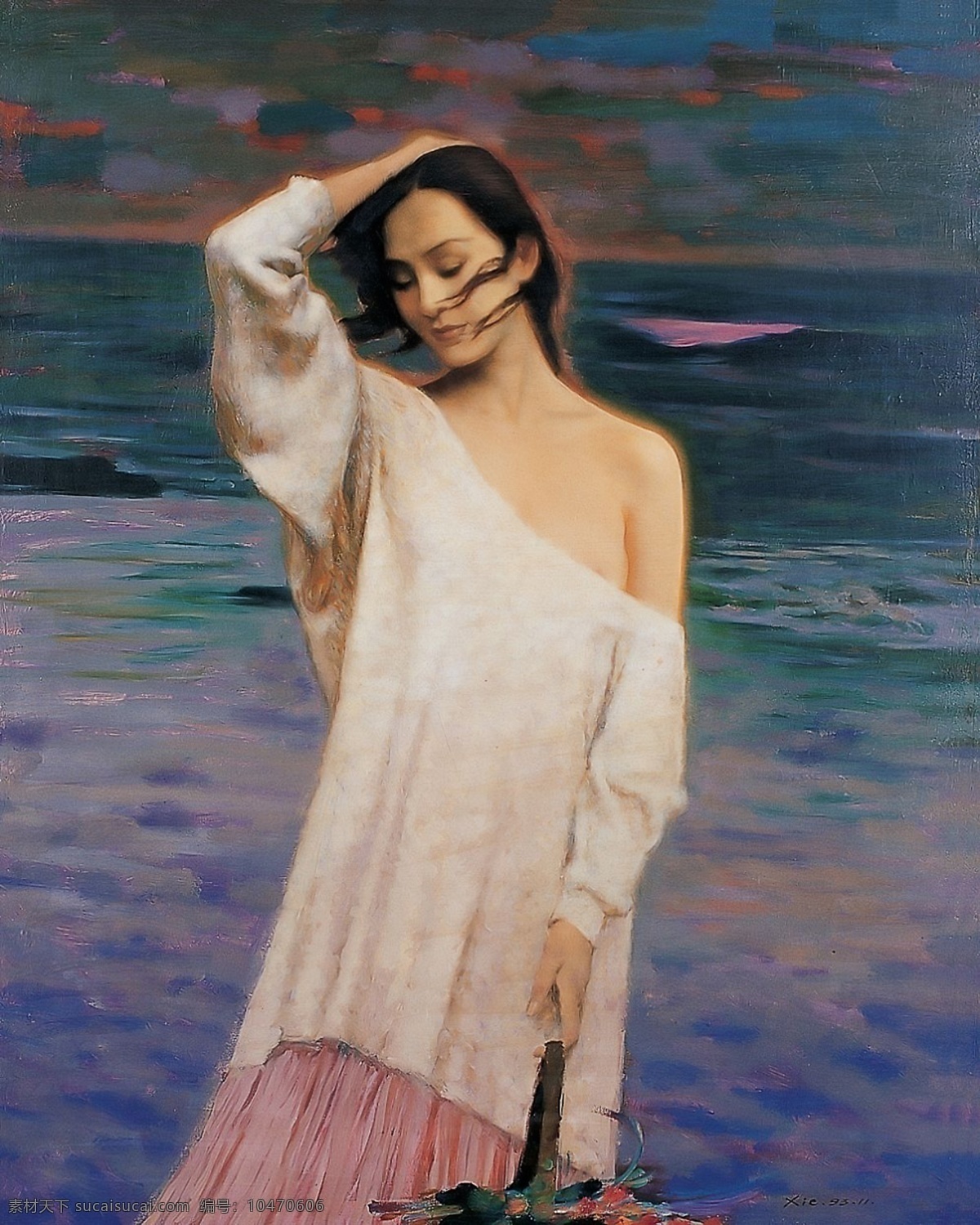 美女油画 谢楚余 海之女 美女 谢楚余油画 绘画书法 文化艺术 bmp