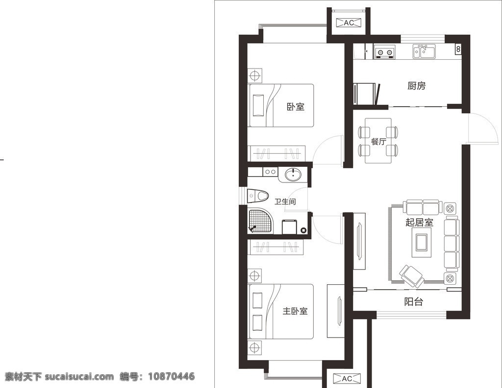 室内平面图 室内 平面 黑白 效果图 室内设计 建筑家居 矢量