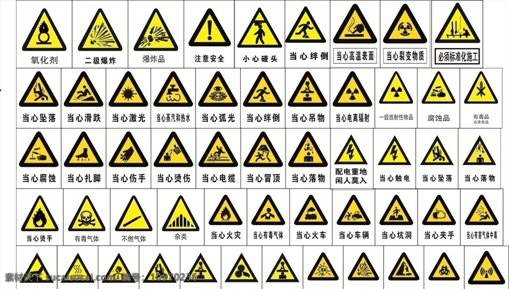 三角形标识 警示标识 当心标识 施工警示牌 危险标识 注意安全标识 标志图标 公共标识标志 安全标识 工地标识
