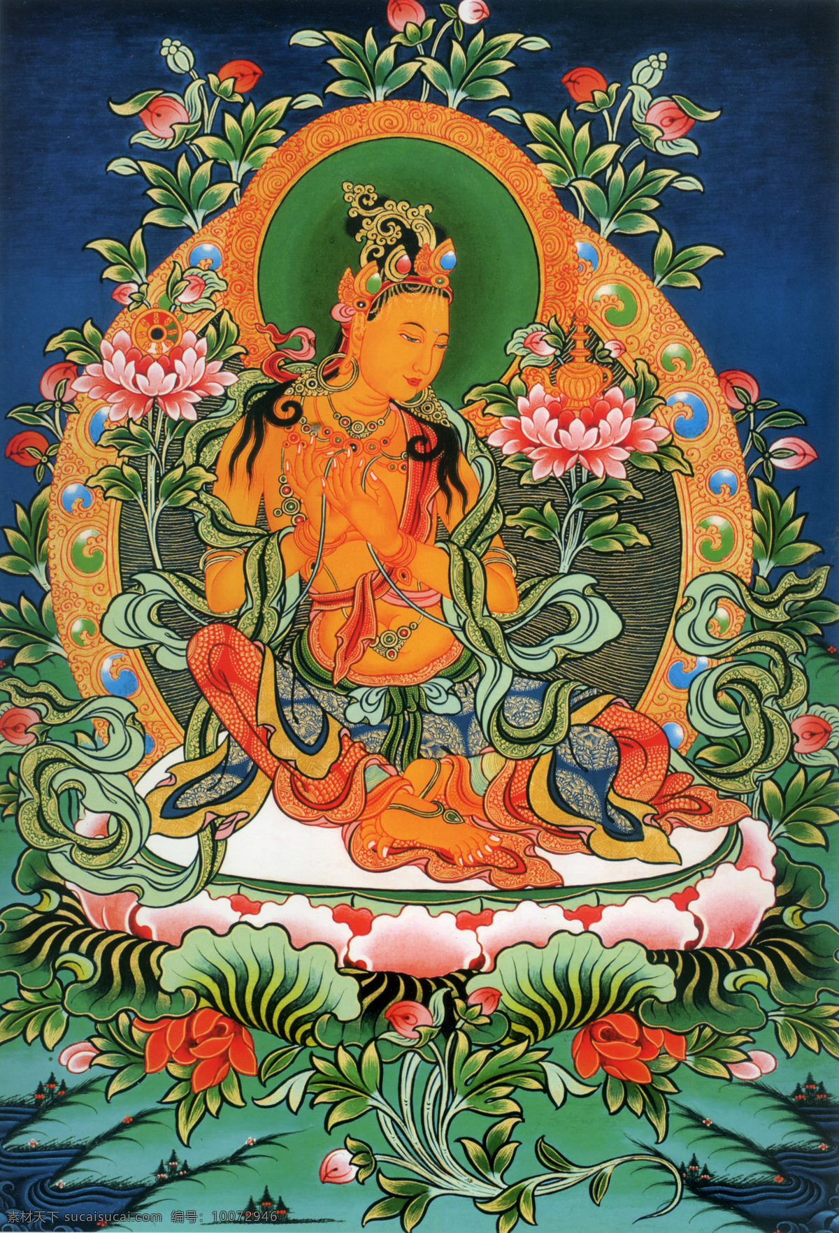 弥勒菩萨 唐卡 西藏 菩萨 藏文化 佛教 绘画 宗教绘画 书画 文化艺术 宗教信仰