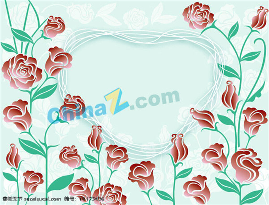 精美 玫瑰花 边框 矢量 爱心 白色 花卉 矢量图 植物