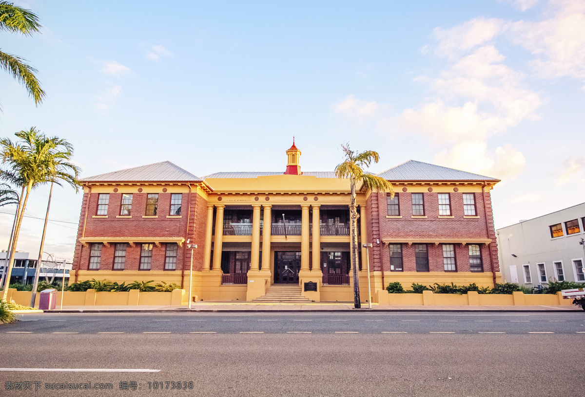 棕色 红色 欧美 砖 结构建筑 砖结构 建筑 澳洲 复古 简约 马路 千库原创