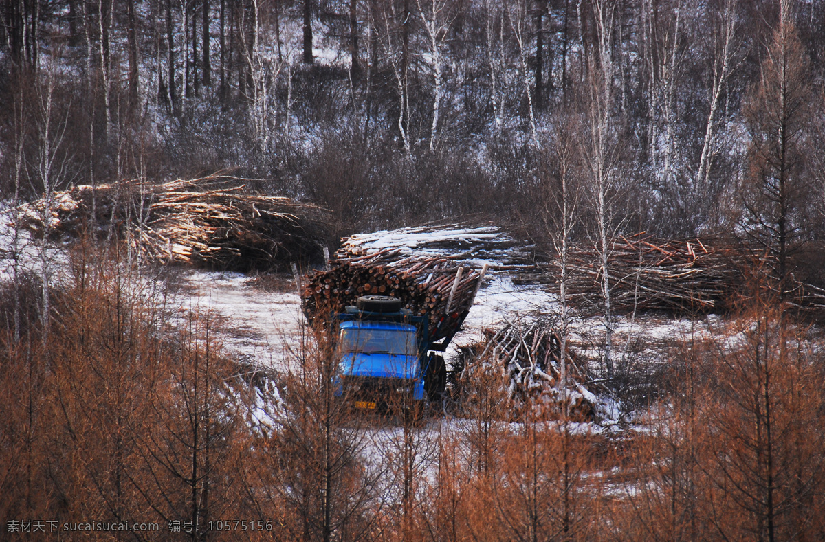 车辆 冬天 交通工具 木材 南山 汽车 树林 冬季 采伐 装运 剪影 根河市 林业采伐 原木 雪地 运输 现代科技