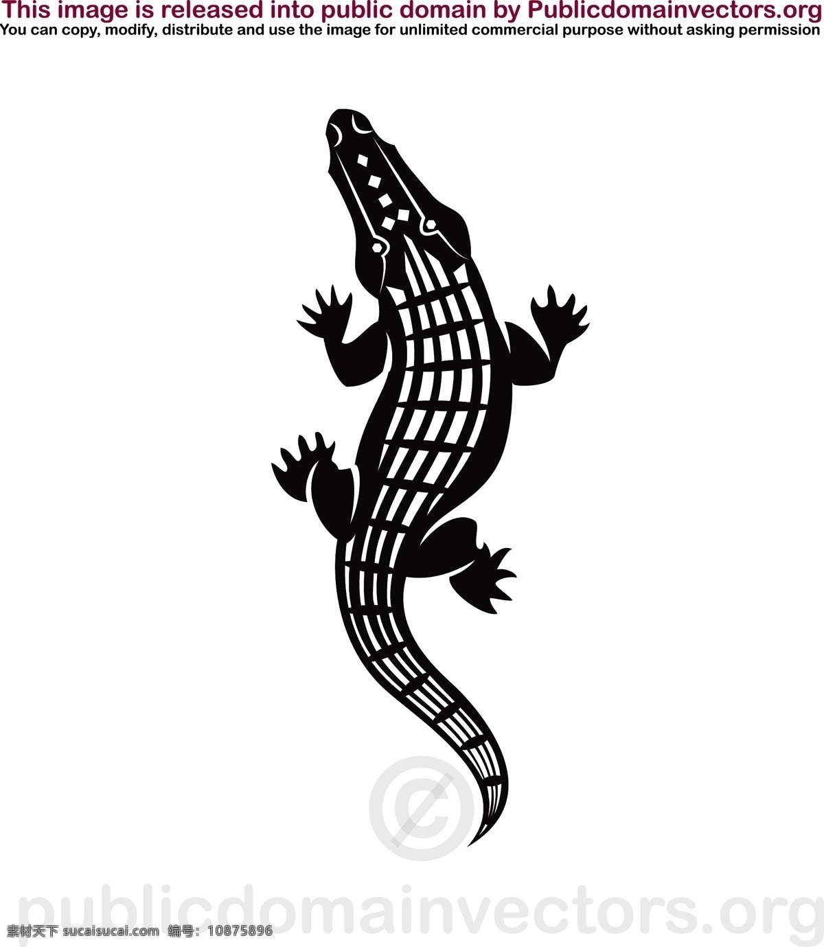 鳄鱼矢量图像 鳄鱼 动物 黑色 白色