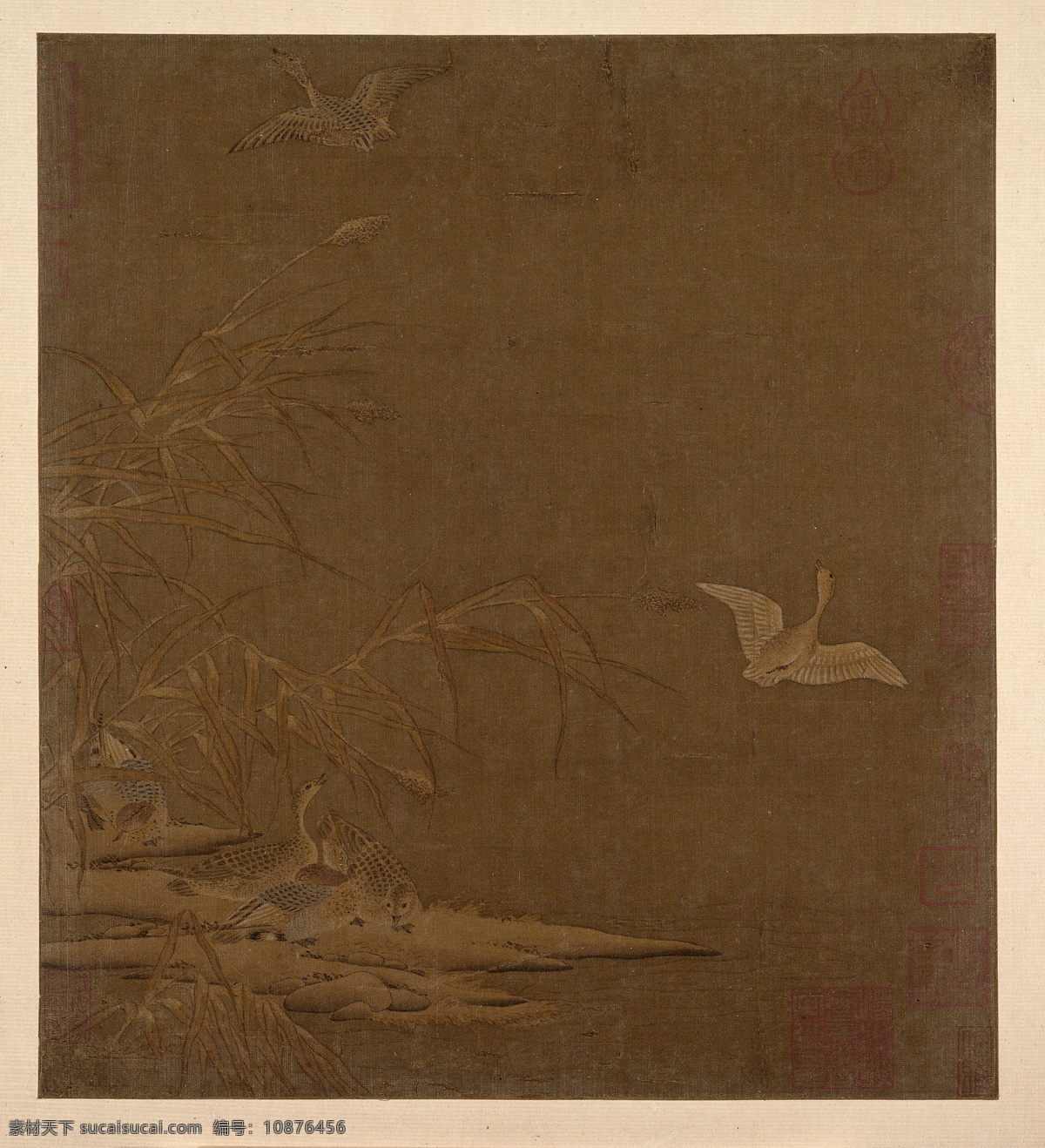 宋 佚名 冬雁图 高清 宋人 花鸟画 国画 古代名画 文化艺术 绘画 设计图库 绘画书法