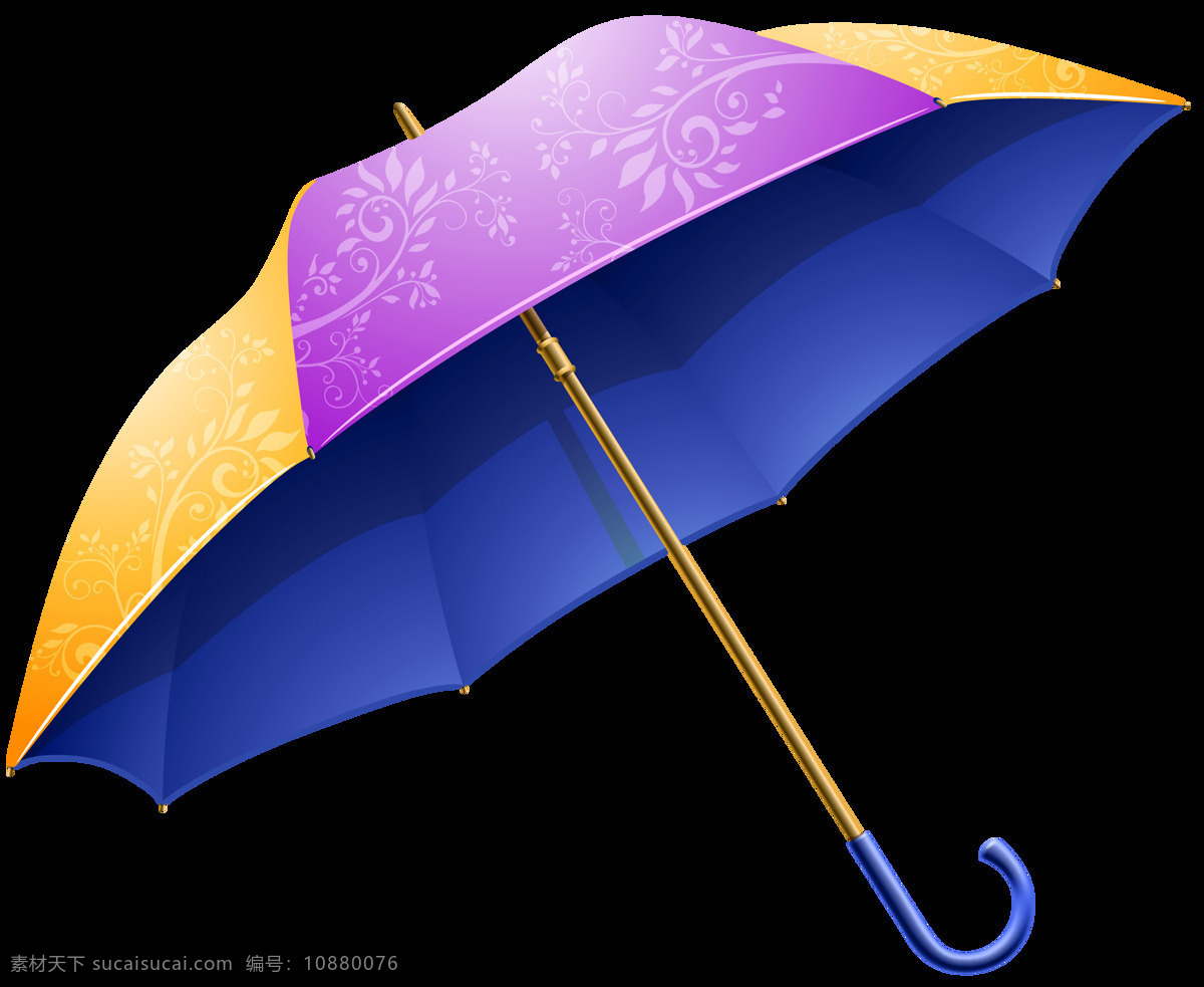 花色 长 柄 伞 png元素 长柄 黄色 蓝色 免抠元素 透明元素 雨季 紫色
