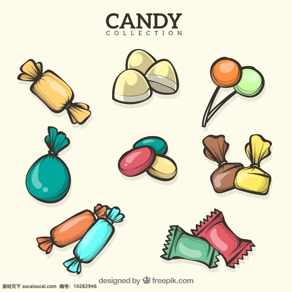 款 手绘 糖果 矢量 硬糖 软糖 棒棒糖 夹心糖 零食 甜品 标志图标 其他图标