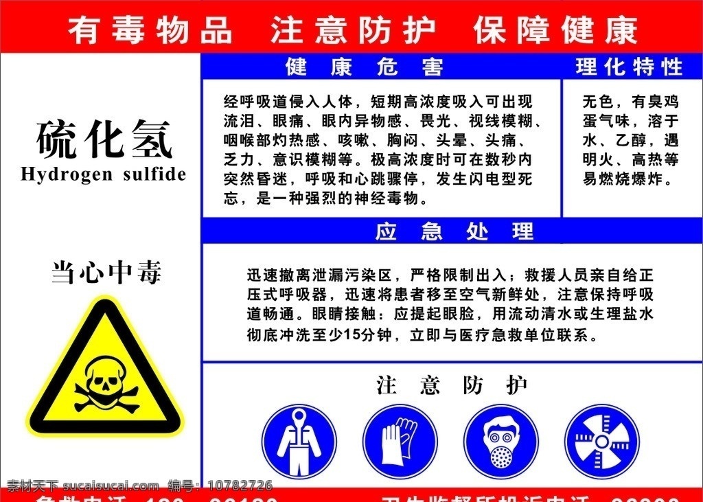 职业病 危害 告知 卡 硫化氢 当心有毒 告知卡 标识 公共标识标志 标识标志图标 矢量